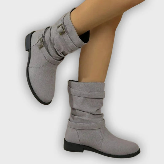 Celina – Women’s Midi Ankle Boots with Round Toe & Medium Heel