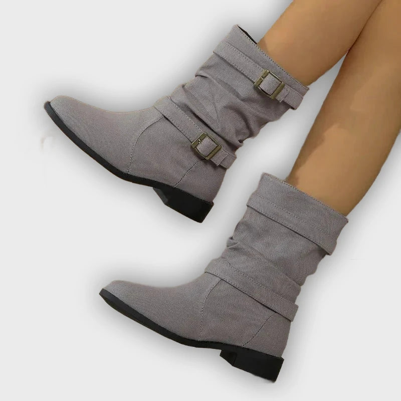 Celina – Women’s Midi Ankle Boots with Round Toe & Medium Heel