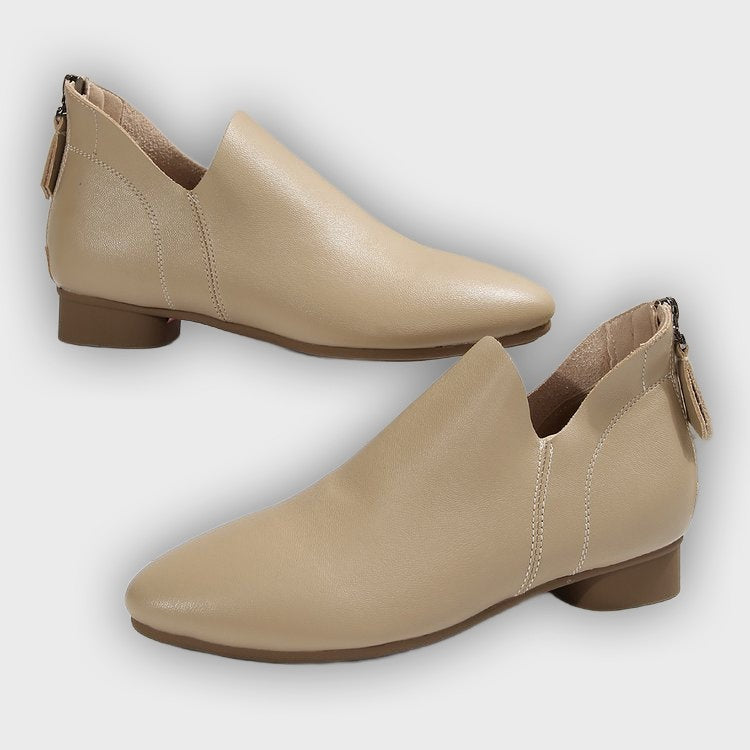 Coralie – Women’s PU Leather Ankle Boots with Back Zip & Pointed Toe