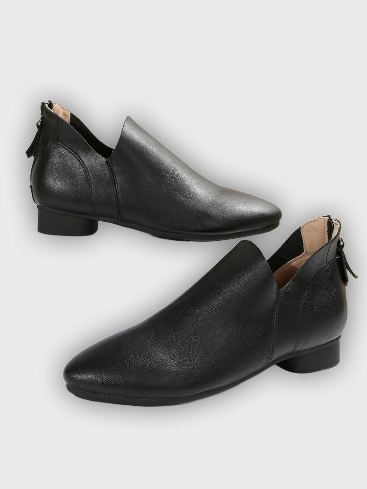 Coralie – Women’s PU Leather Ankle Boots with Back Zip & Pointed Toe