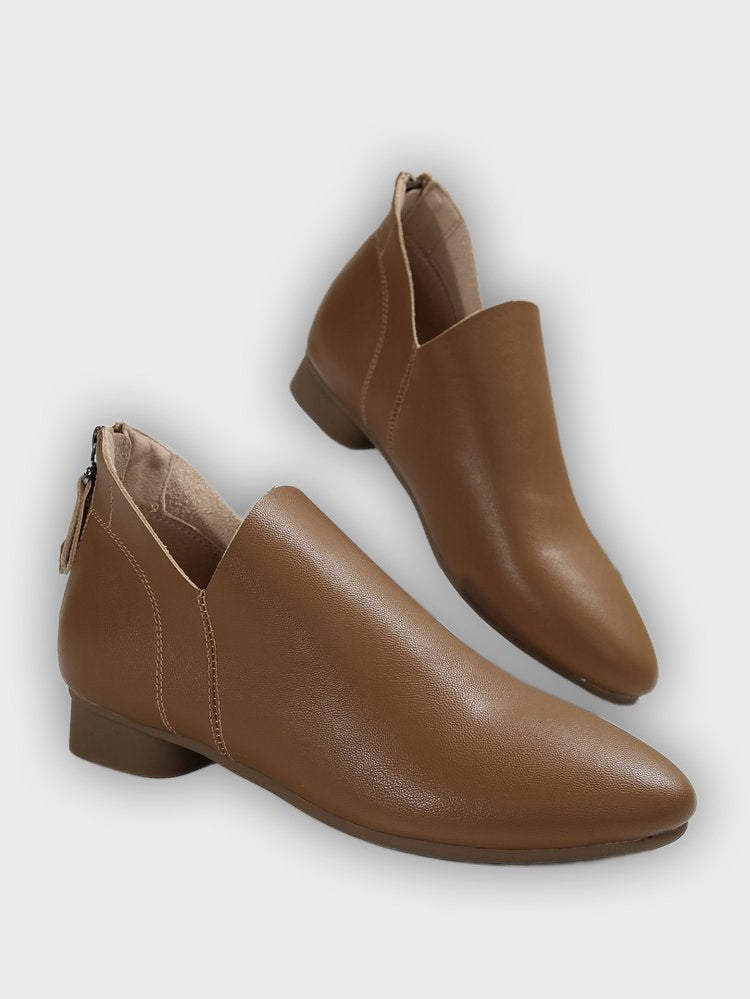 Coralie – Women’s PU Leather Ankle Boots with Back Zip & Pointed Toe