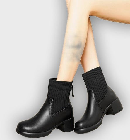 Elida – Women’s Stretch Sock Boots with Sleek Heel & Knit Upper