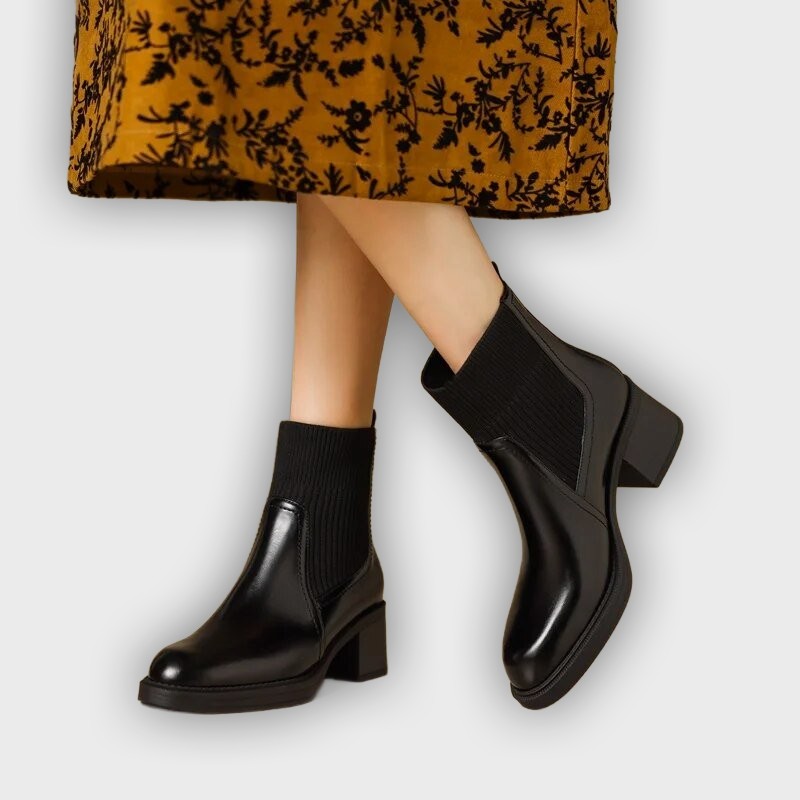 Elida – Women’s Stretch Sock Boots with Sleek Heel & Knit Upper
