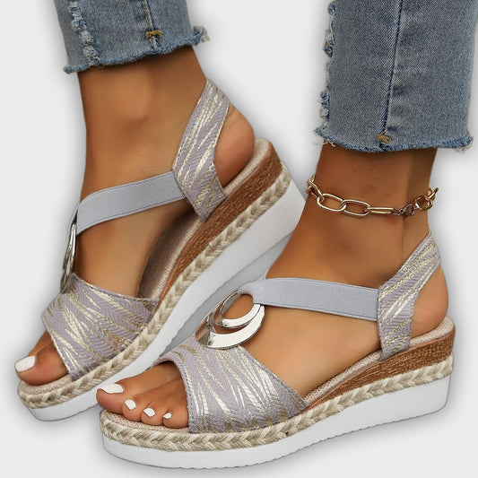 Elina Women’s Wedge Sandals – Slingback Strap – Jute Sole – Open Toe