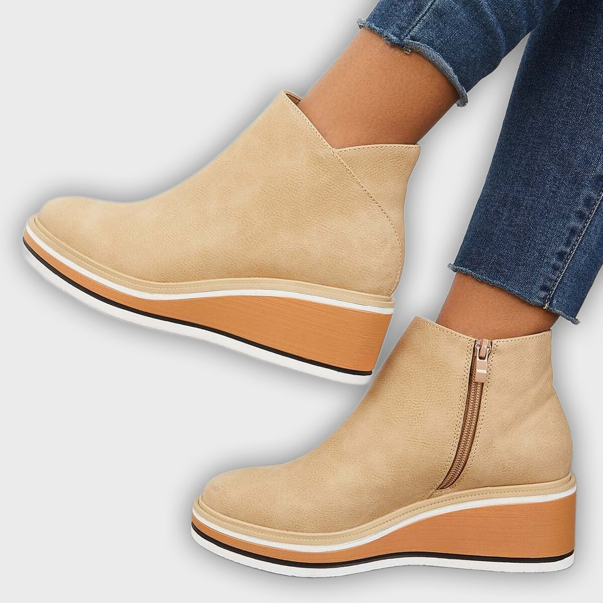 Eliza – Women’s Ankle Boots with Zip & Platform – Synthetic Leather