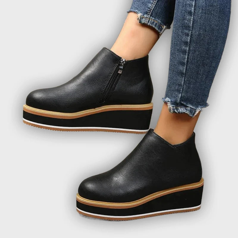 Eliza – Women’s Ankle Boots with Zip & Platform – Synthetic Leather