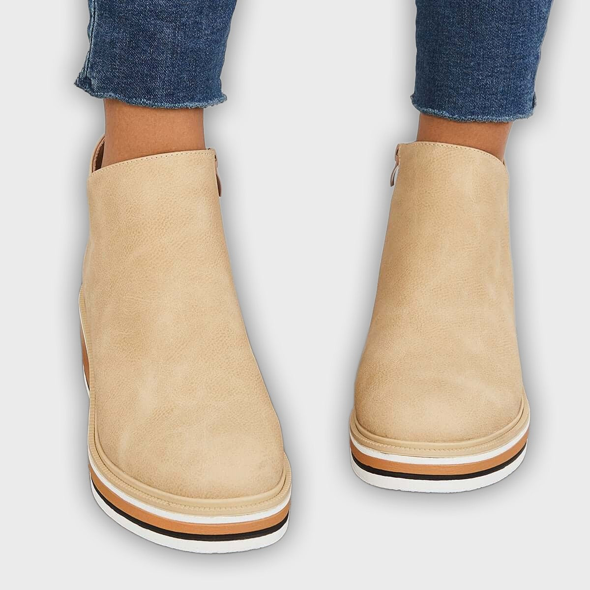 Eliza – Women’s Ankle Boots with Zip & Platform – Synthetic Leather