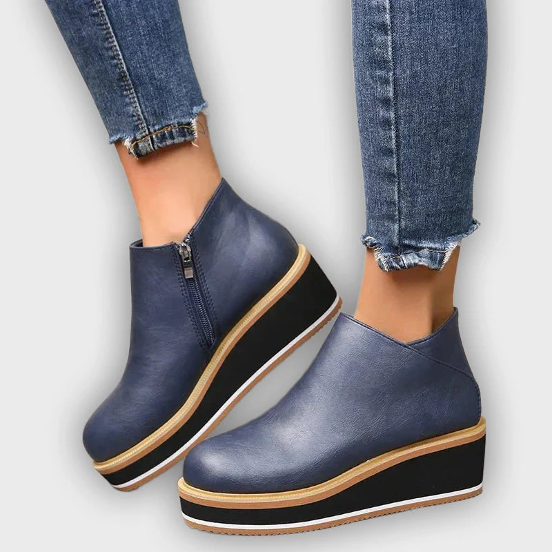 Eliza – Women’s Ankle Boots with Zip & Platform – Synthetic Leather