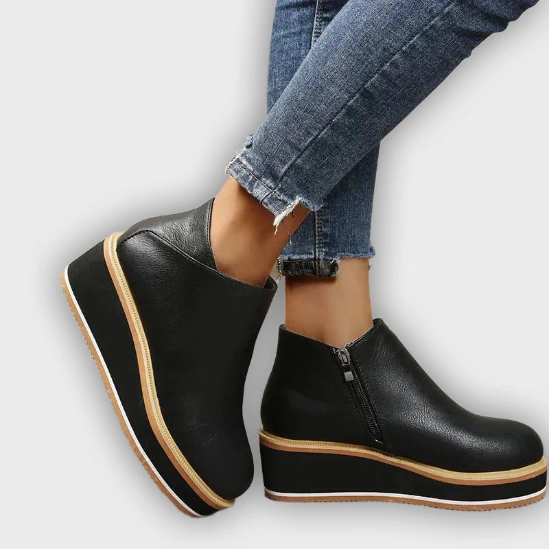 Eliza – Women’s Ankle Boots with Zip & Platform – Synthetic Leather