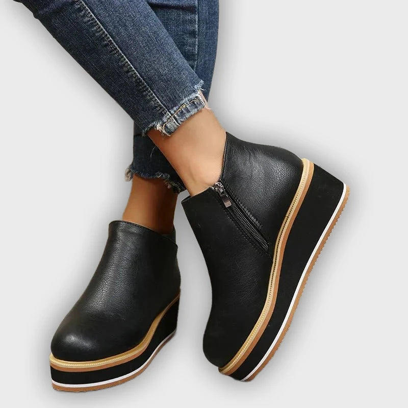 Eliza – Women’s Ankle Boots with Zip & Platform – Synthetic Leather