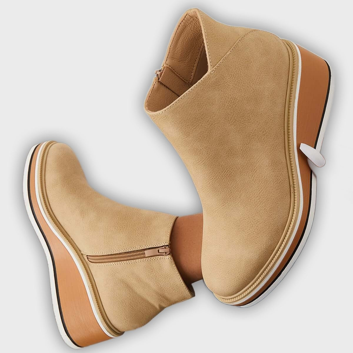 Eliza – Women’s Ankle Boots with Zip & Platform – Synthetic Leather