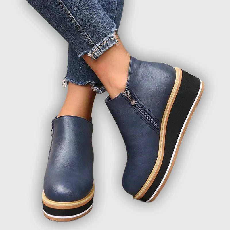 Eliza – Women’s Ankle Boots with Zip & Platform – Synthetic Leather