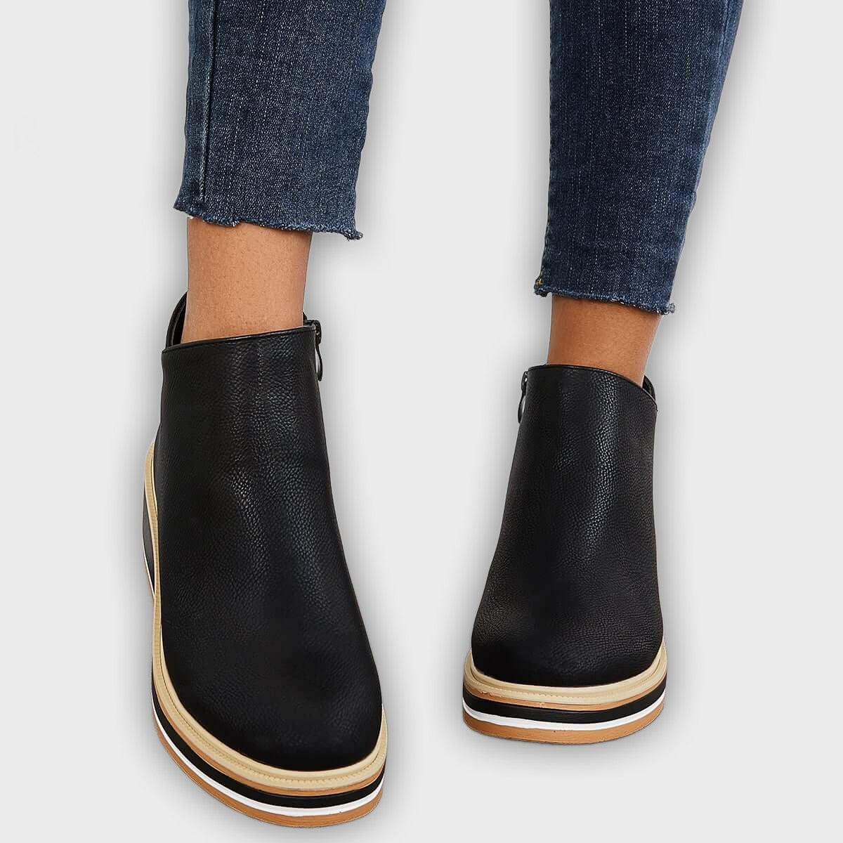 Eliza – Women’s Ankle Boots with Zip & Platform – Synthetic Leather