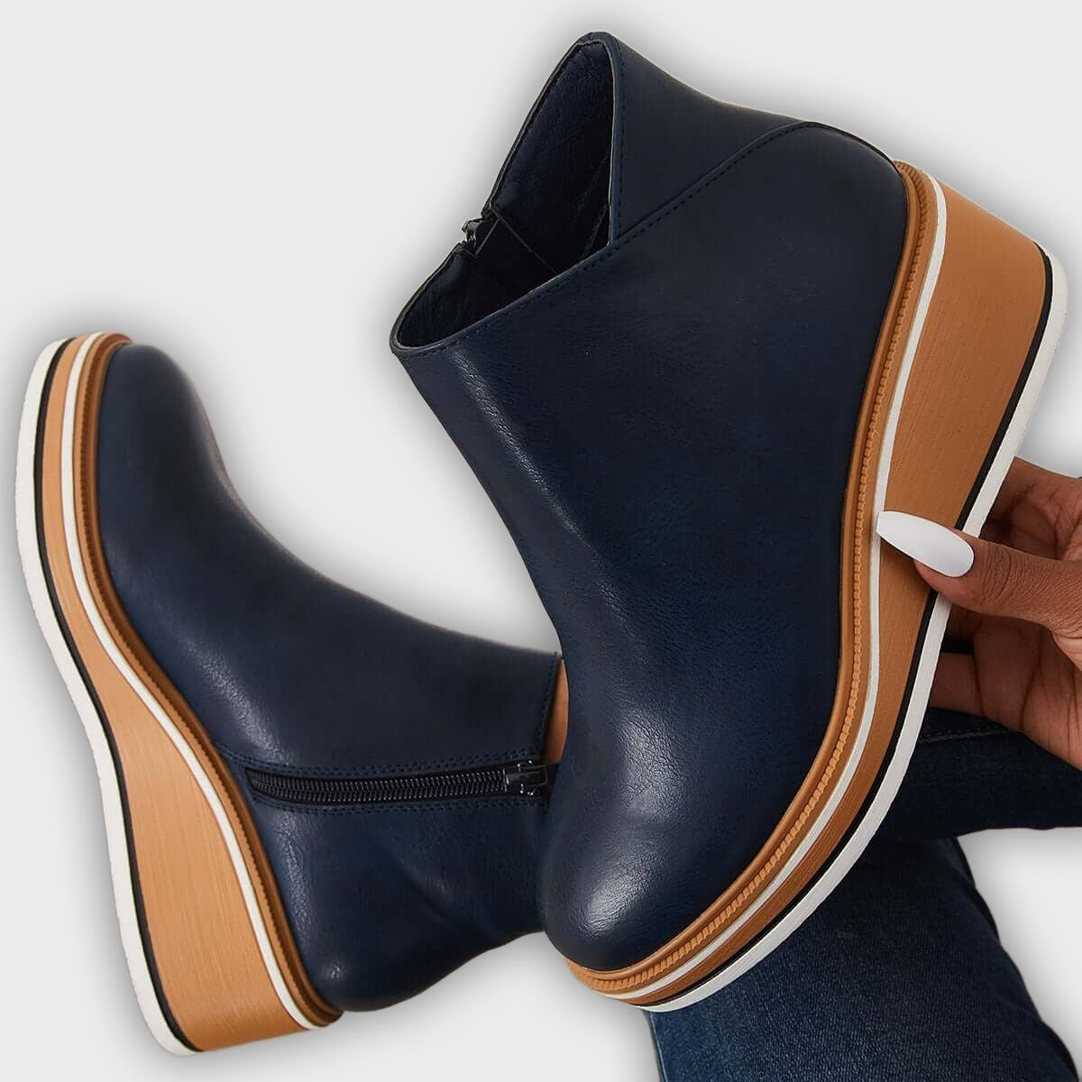 Eliza – Women’s Ankle Boots with Zip & Platform – Synthetic Leather