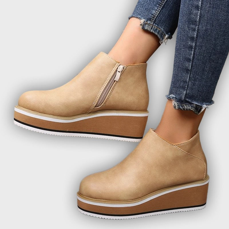 Eliza – Women’s Ankle Boots with Zip & Platform – Synthetic Leather