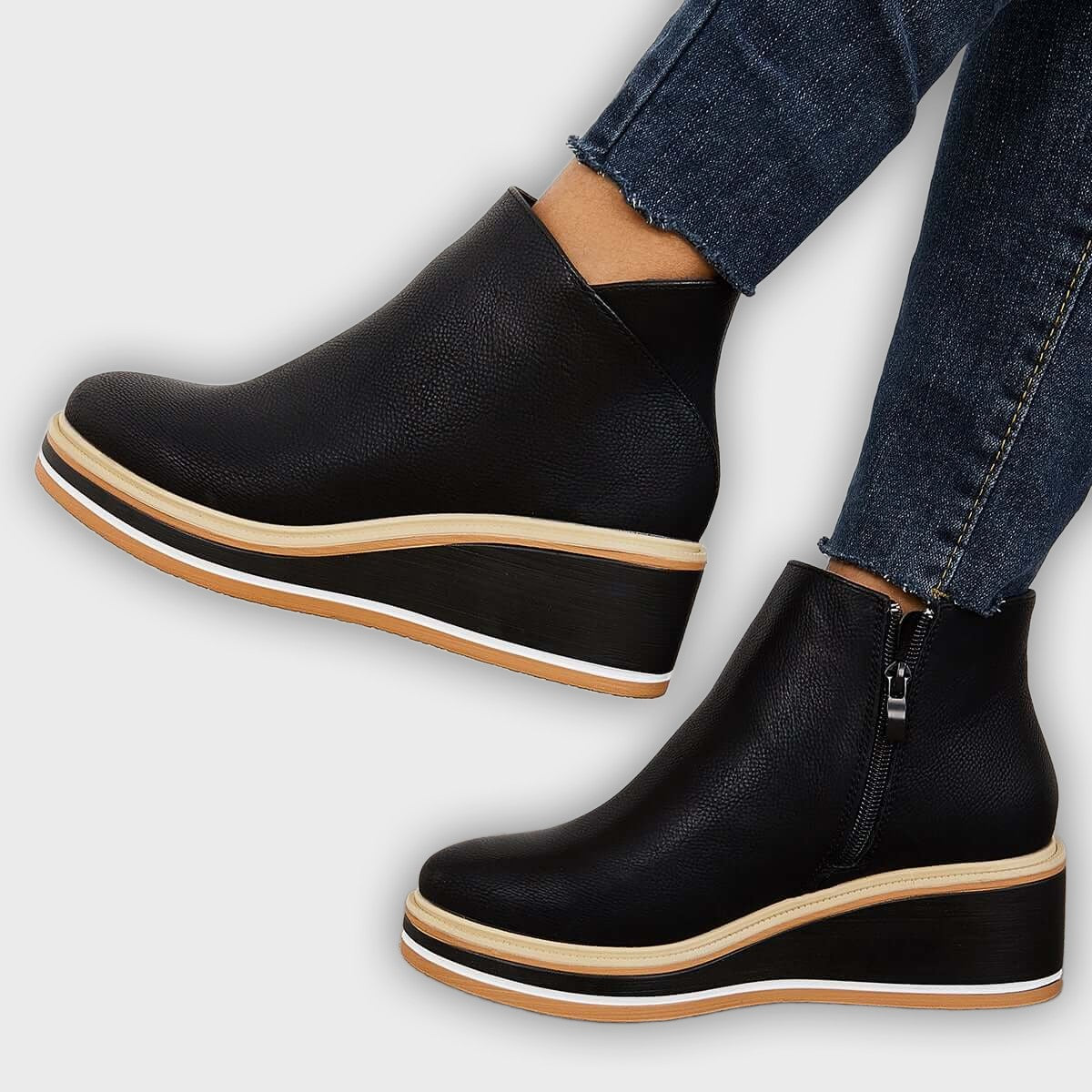 Eliza – Women’s Ankle Boots with Zip & Platform – Synthetic Leather