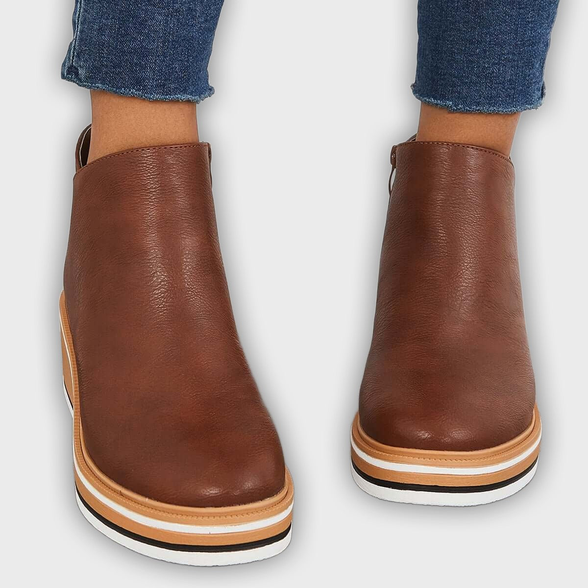 Eliza – Women’s Ankle Boots with Zip & Platform – Synthetic Leather