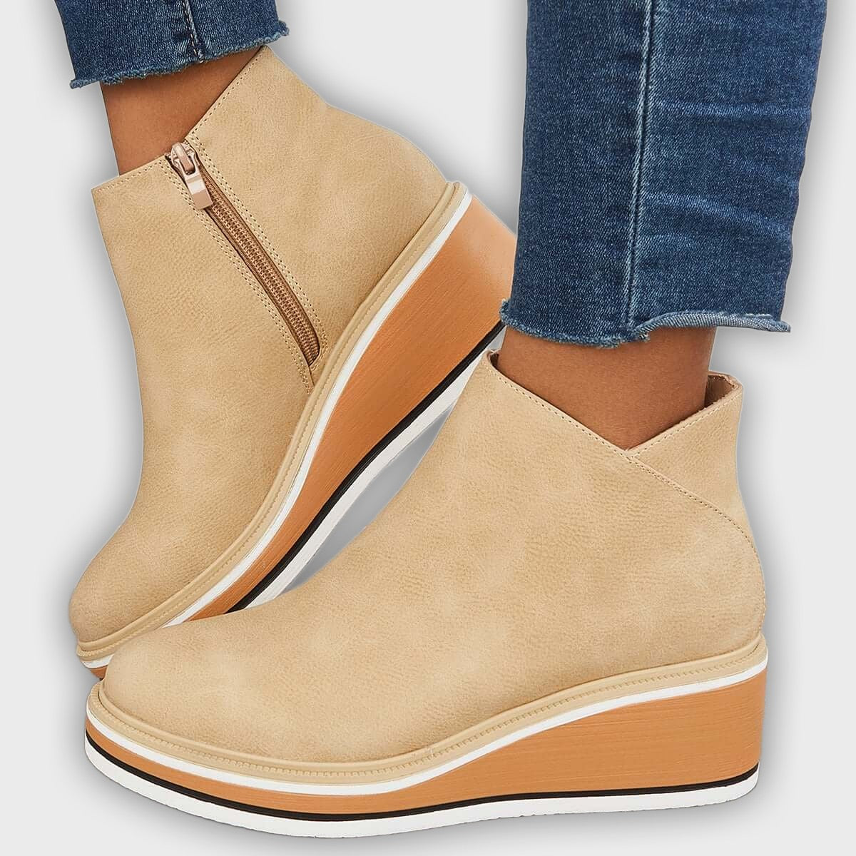 Eliza – Women’s Ankle Boots with Zip & Platform – Synthetic Leather