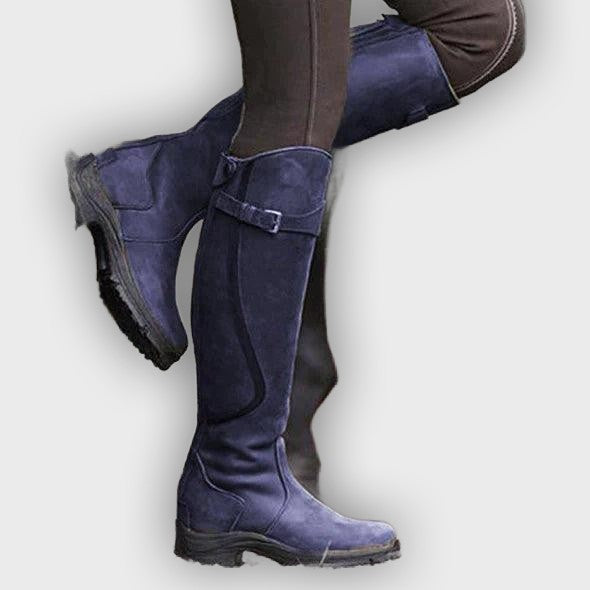 Elspeth – Women’s Waterproof PU Leather Riding Boots with Warm Lining