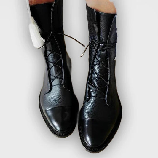 Emilia – Women’s Lace-Up Leather Mid-Calf Boots with Streamlined Fit