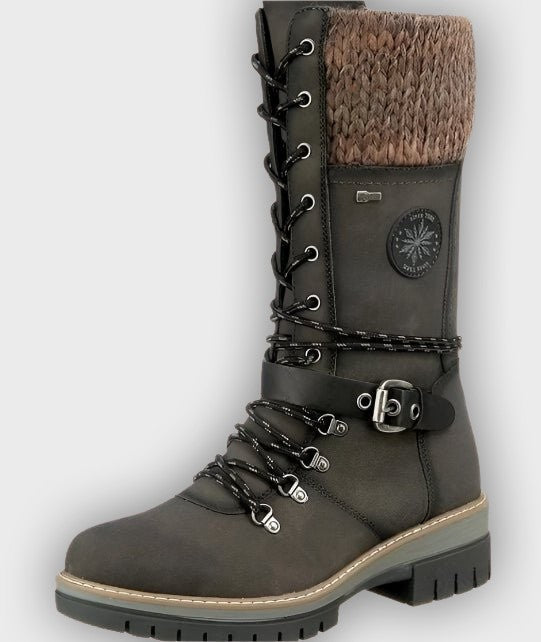 Erin – Women’s Mid-Calf Boots with Knit Trim and Zip Closure