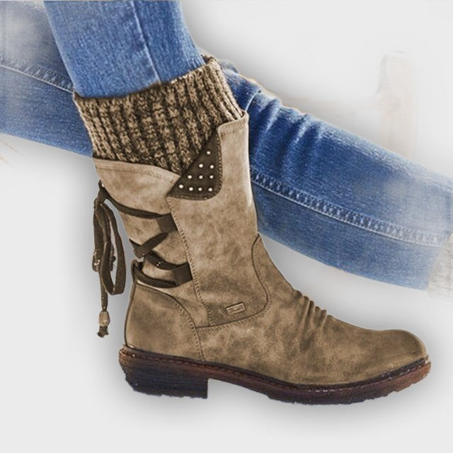 Ingrid – Women’s Casual Calf Boots with Side Zipper and Low Heel