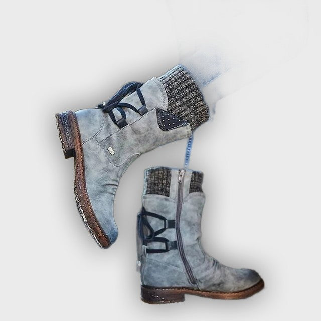 Ingrid – Women’s Casual Calf Boots with Side Zipper and Low Heel