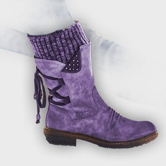 Ingrid – Women’s Casual Calf Boots with Side Zipper and Low Heel