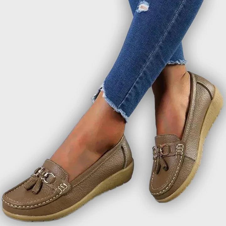 Ingrid – Women’s Leather Moccasins – Cushioned Sole – Tassel Detail