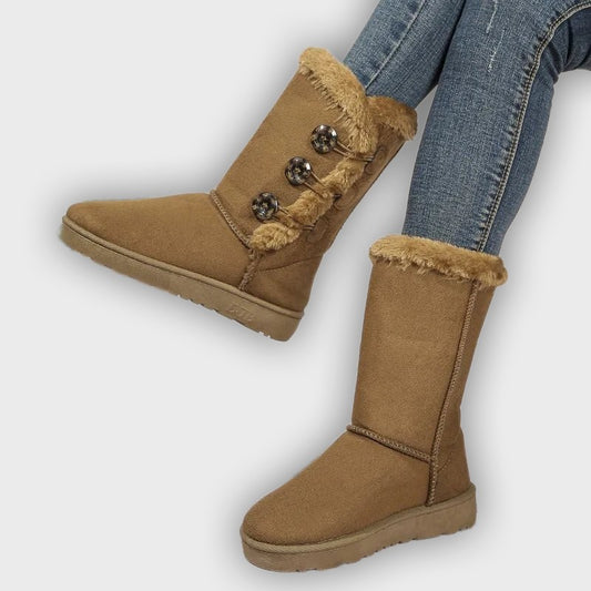 Ingrid – Women’s Winter Booties with Genuine Leather and Button Detail