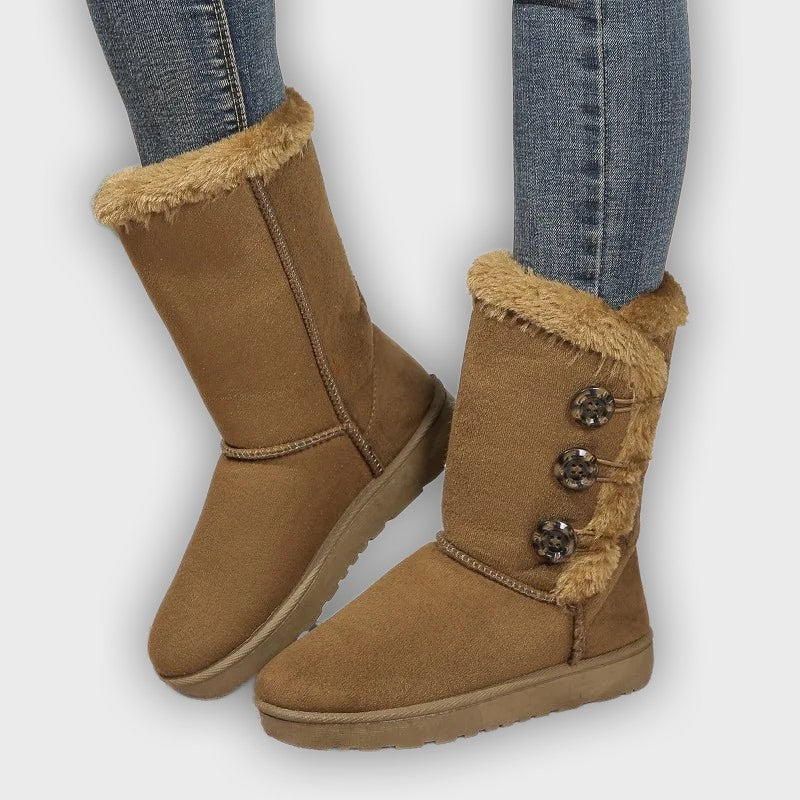 Ingrid – Women’s Winter Booties with Genuine Leather and Button Detail