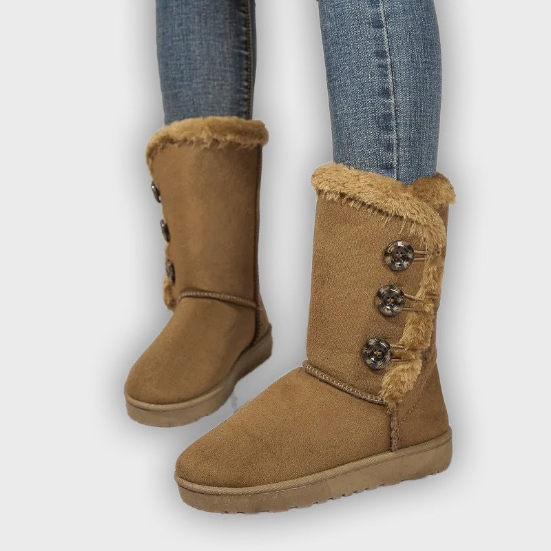 Ingrid – Women’s Winter Booties with Genuine Leather and Button Detail