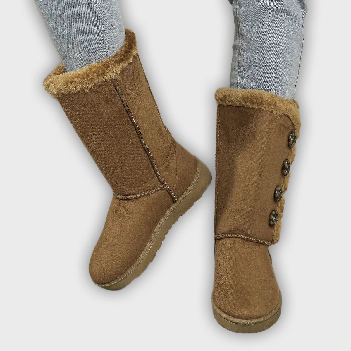 Ingrid – Women’s Winter Booties with Genuine Leather and Button Detail