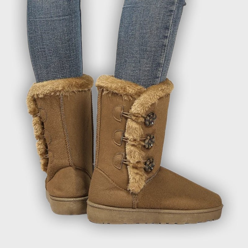 Ingrid – Women’s Winter Booties with Genuine Leather and Button Detail