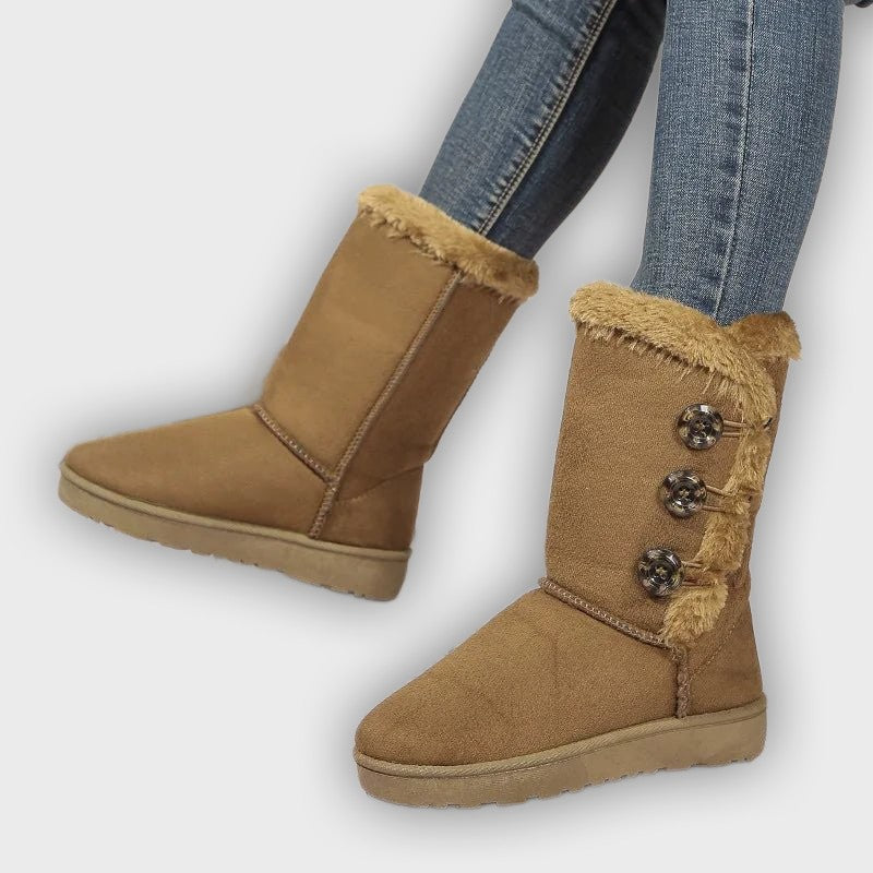 Ingrid – Women’s Winter Booties with Genuine Leather and Button Detail