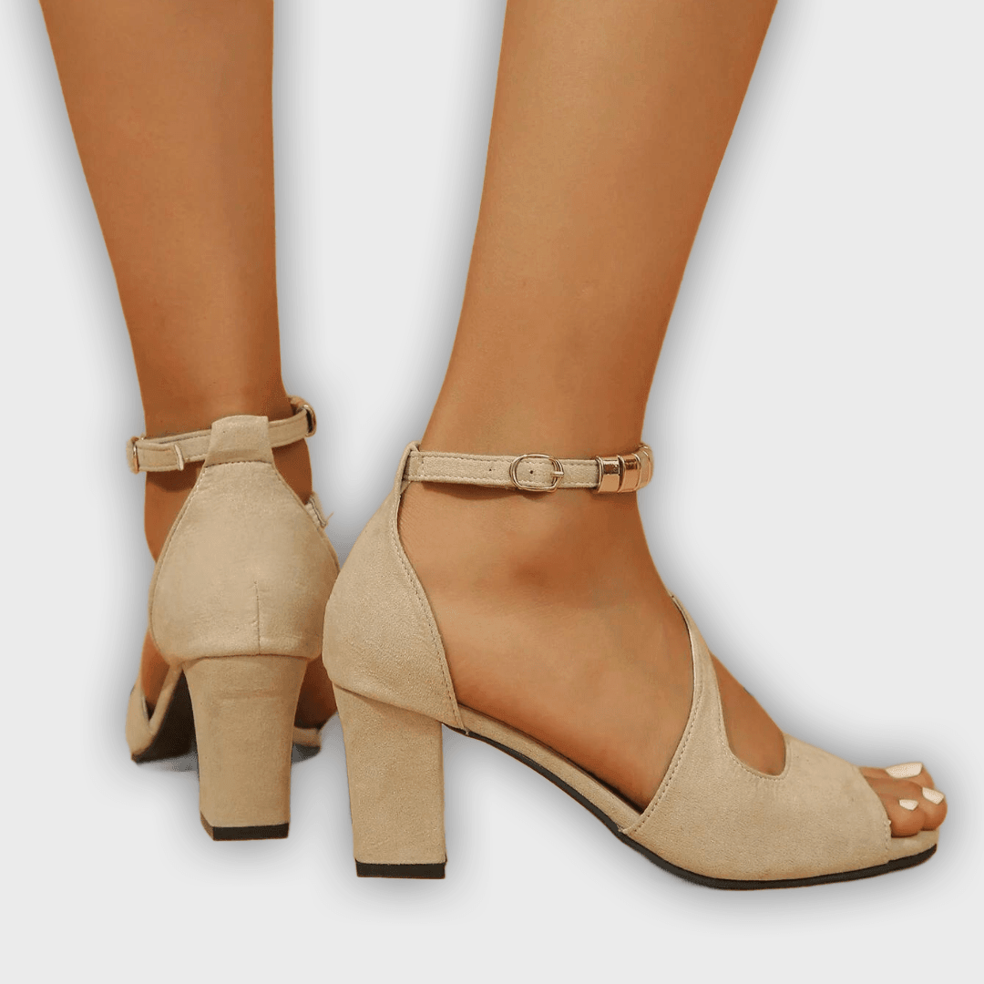 Juliette – Women’s Heeled Sandals – Block Heel – Crisscross Straps – Open Toe – Ankle Buckle