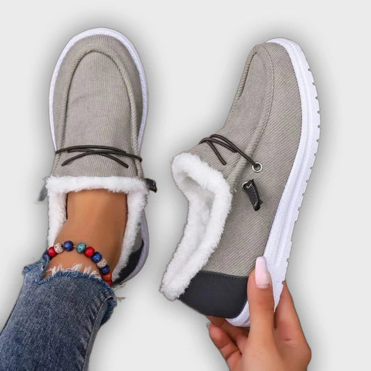 Lilith – Women’s Velvet Lace-Up Boots with Round Toe & Flat Rubber Sole