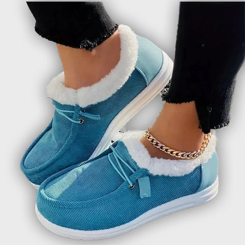 Lilith – Women’s Velvet Lace-Up Boots with Round Toe & Flat Rubber Sole