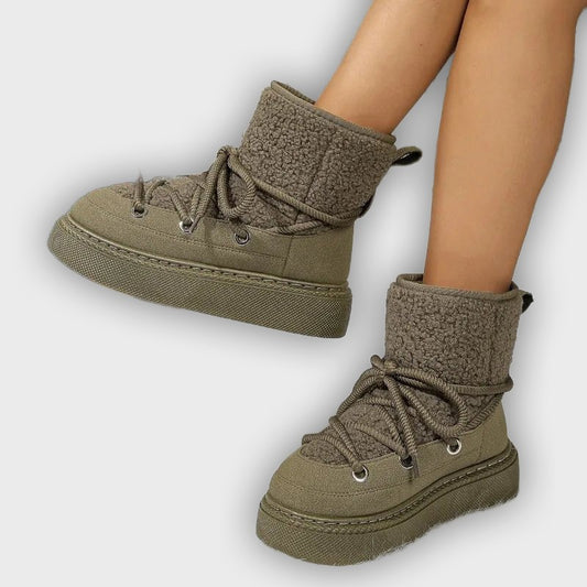 Linnea – Women’s Fur-Trimmed Winter Ankle Boots with Non-Slip Sole