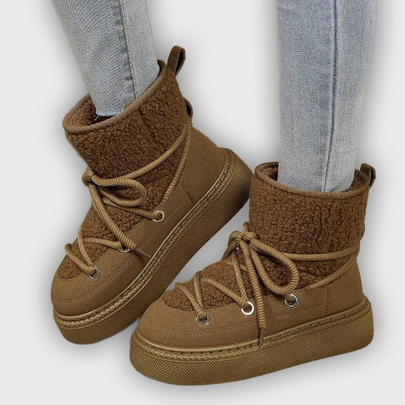 Linnea – Women’s Fur-Trimmed Winter Ankle Boots with Non-Slip Sole