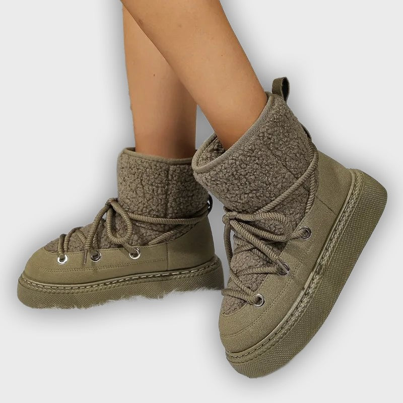 Linnea – Women’s Fur-Trimmed Winter Ankle Boots with Non-Slip Sole