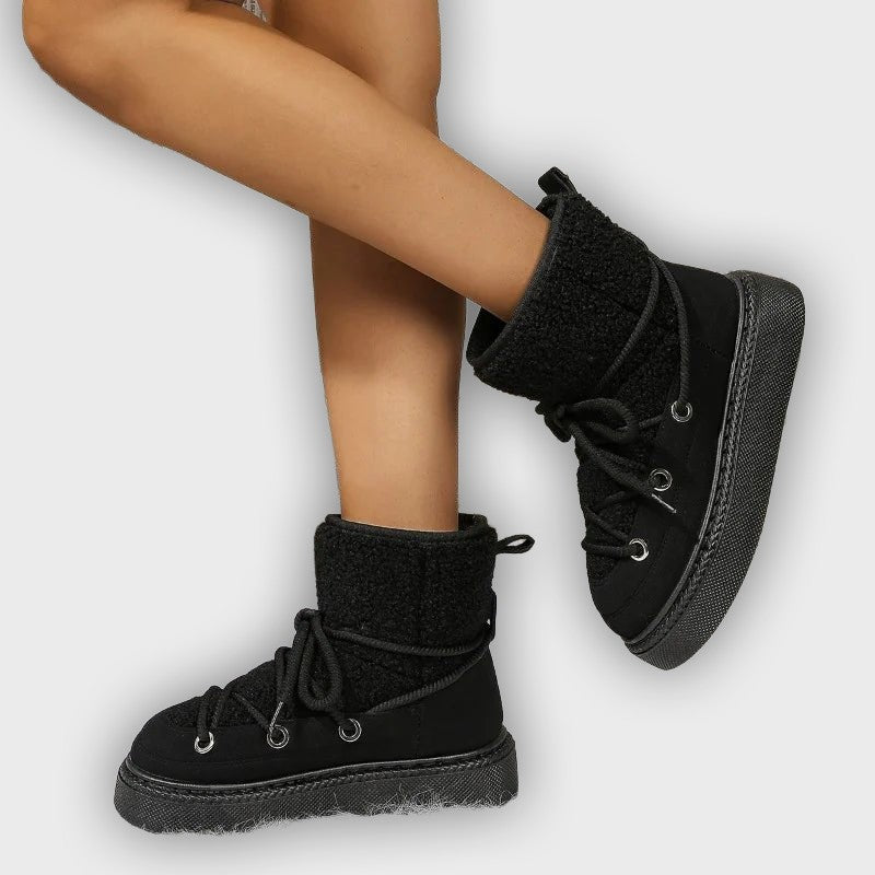 Linnea – Women’s Fur-Trimmed Winter Ankle Boots with Non-Slip Sole