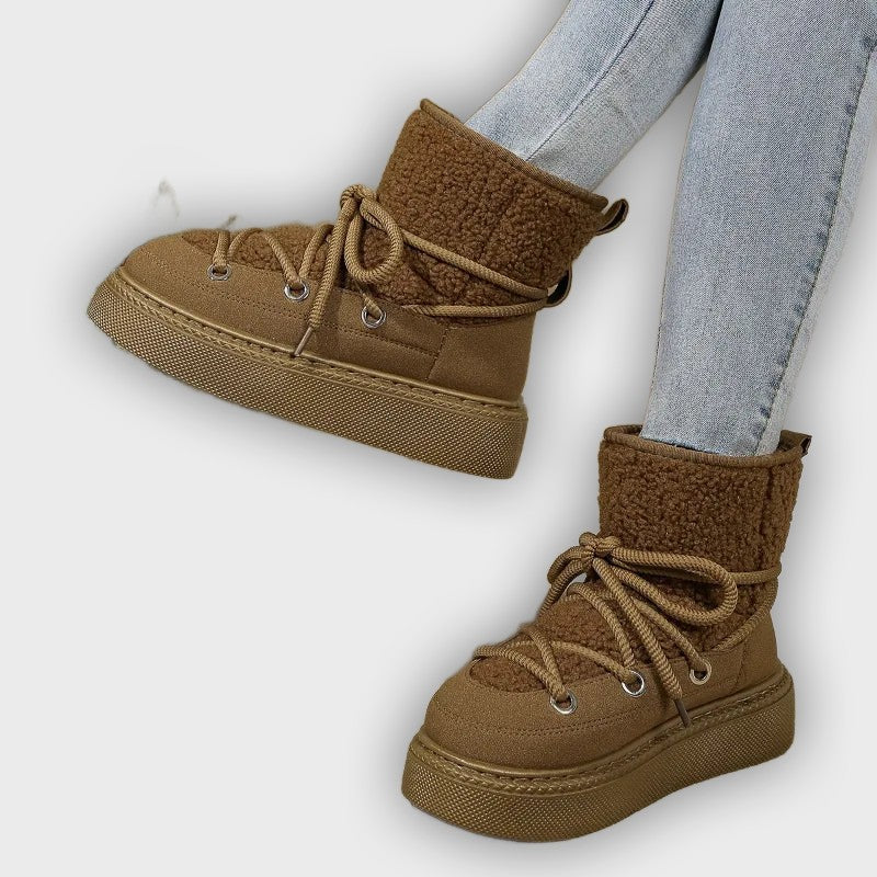 Linnea – Women’s Fur-Trimmed Winter Ankle Boots with Non-Slip Sole