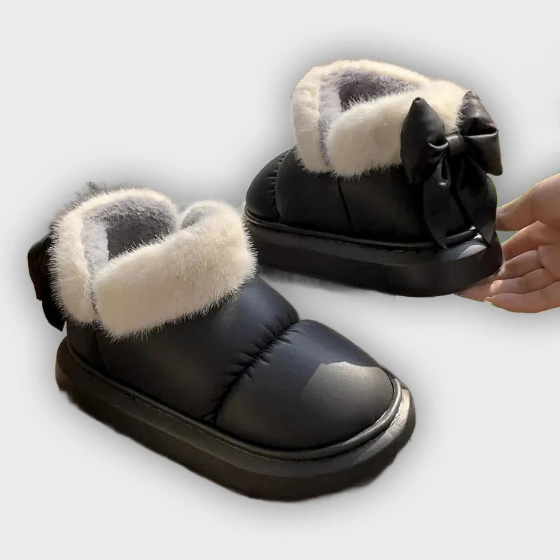 Lysandra – Women’s Bow Detail Boots – Fur Lined & Thick Sole