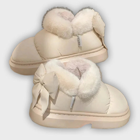 Lysandra – Women’s Bow Detail Boots – Fur Lined & Thick Sole