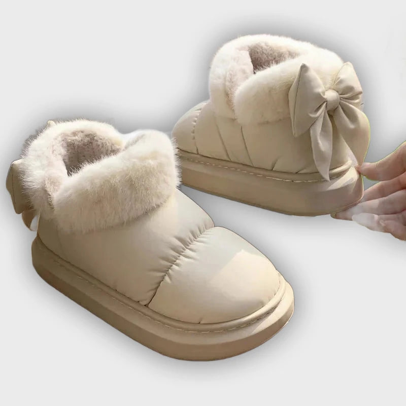 Lysandra – Women’s Bow Detail Boots – Fur Lined & Thick Sole