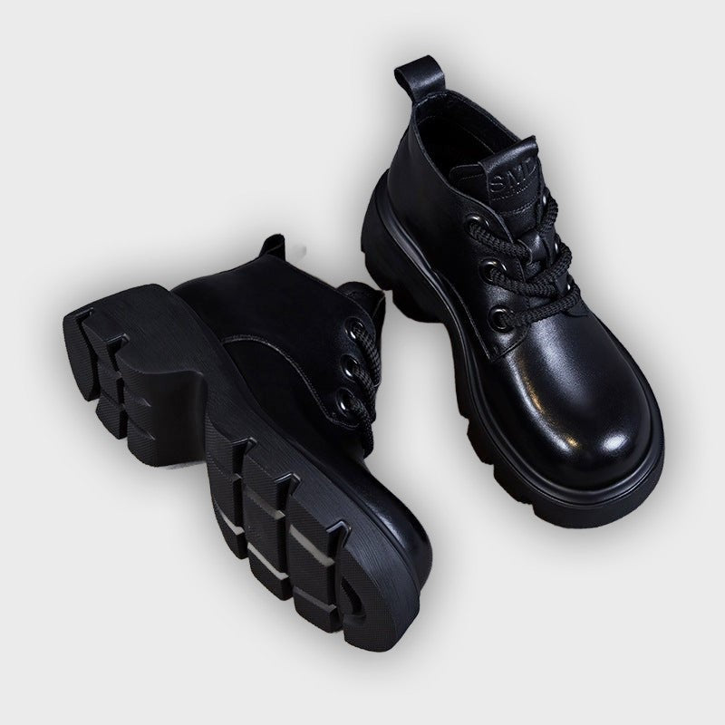 Maren – Women’s High-Top Leather Ankle Boots with Chunky Sole & Lace-Up