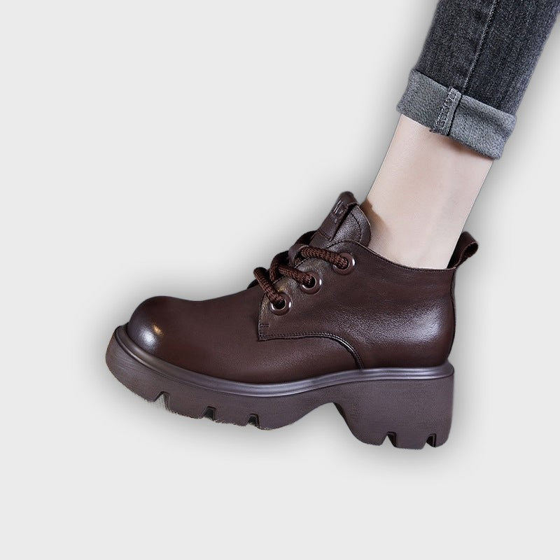 Maren – Women’s High-Top Leather Ankle Boots with Chunky Sole & Lace-Up