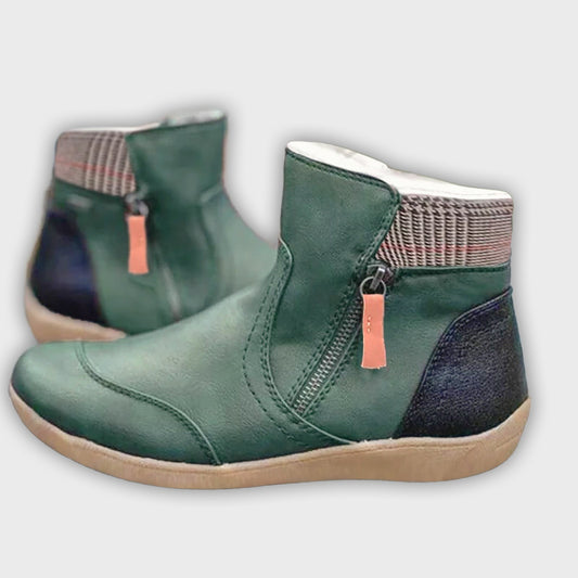 Maribel – Women’s PU Leather Ankle Boots with Side Zip & Structured Fit