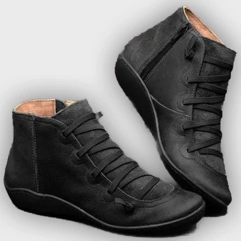 Noelle – Women’s Lace-Up Leather Ankle Boots with Contrast Panels